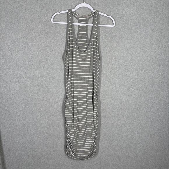 Athleta Ember Midi Dress Medium Gray Ruched Racerback Jersey Stretch Tennis Golf - Picture 1 of 12